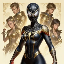 portrait of spiderwoman, intricate ornate details, fantasy, elegant, highly detailed, digital painting, artstation, concept art, smooth, sharp focus, illustration, artbook, splash art, promo art, soul calibur, league of legends, art by artgerm and greg rutkowski and bo chen and jin xiaodi