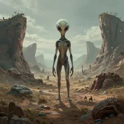 Surreal alien landscape, realistic, extremely detailed, 8k HD, trending on artstation