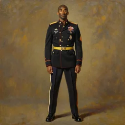 full body portrait of the dictator of the los angeles lakers, 1 8 8 9, in full military garb, kobe bryant, oil on canvas by william sidney mount, trending on artstation