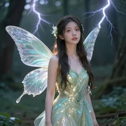 beautiful teen faerie girl, with delicate wings, in the forest, with evening lightning, artstation, highly detailed, glow around body, art by michael whelan
