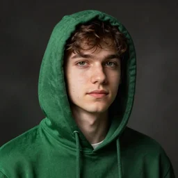 portrait of a chad programmer with green hood by greg rutkowski