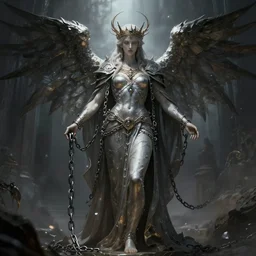 relinquished god in chains, fantasy, beautiful digital art