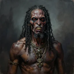 a detailed painting of papa legba, by anton semenov, horror, dark, digital art, realistic painting, very detailed