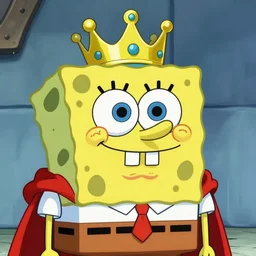 spongebob!! as a fantasy king on a thrown wearing a crown, closeup portrait art by donato giancola and greg rutkowski, digital art, trending on artstation, symmetry!!