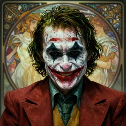 portrait painting of insane heath ledger joker gothic grinning nightmare man, by artgerm, greg rutkowski, alphonse mucha, ultra realistic, concept art, intricate details, melancholic, grimy, highly detailed, photorealistic, octane render, 8 k, unreal engine