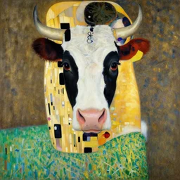 painting of a cow by Gustav Klimt