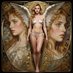 barefoot chloe grace moretz barefoot angel, silk angelic bikini, detailed faces, d & d, wet, shiny, fantasy, intricate, elegant, hyper detailed, ultra definition, photoreal, artstation, unreal engine rendered, concept art, smooth, sharp focus, illustration, art by artgerm and greg rutkowski and alphonse mucha and garis edelweiss