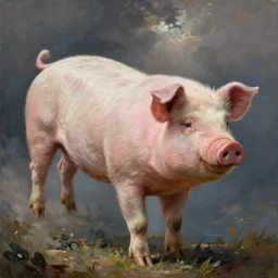 a painting of a giant flying pig, painted by jimbob