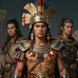portrait of a handsome young aztec warrior, art by lixin yin and denys tsiperko and bogdan rezunenko, hyperrealism, fantasy art