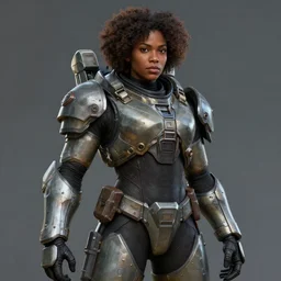 an portrait woman african american in the assault powered armor, style game square enix life, trending on artstation, painted by greg rutkowski, render naughty dog, octane render, detailed