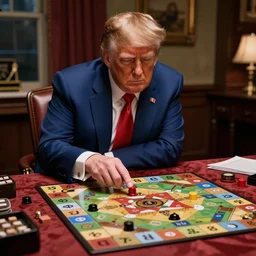 Bored Donald Trump playing board games znd not having fun
