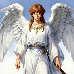 Highly detailed digital painting of a biblically accurate angel by Kentaro Miura
