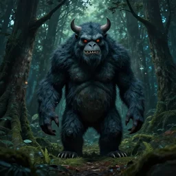 A monster in a dark forest, Peter Mohrbacher