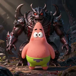 “ a still of patrick star as a bloodborne boss ”