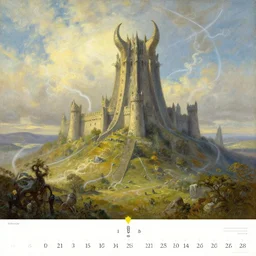 beautiful helms deep, hornburg lit by sunshine on a bright day, by alan lee, intricate, smoke trails, lord of the rings calendar, smooth, detailed terrain, oil painting