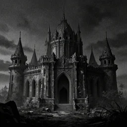 an abandoned kingdom, film noir, stippled light, dramatic lighting, editorial illustration, detailed, fine texture, matte print, concept art, deviantart, art station landscape greg rutkowski