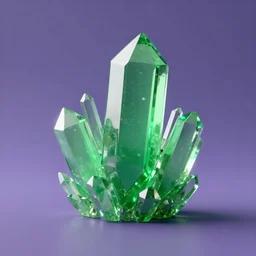 rendering of simple crystals made of green glass, octane render, cool purple grey lighting, cgi, masterwork, pixar, instagram, 3 d design, advertising visualization, widescreen, splash page