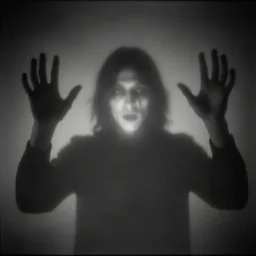 overexposed fujifilm photograph a creepy, ghostly black and white photo of a man with his hands in the air by reuben nakian, zbrush central contest winner, gutai group, ambient occlusion, demonic photograph, velvia