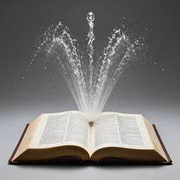 studio photography of bible with a geyser of water bursting out of it