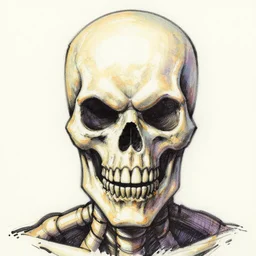 j scott campbell!!! ink colored sketch by j scott campbell close up centered symmetrical headshot of skeletor in the style ofj scott campbell