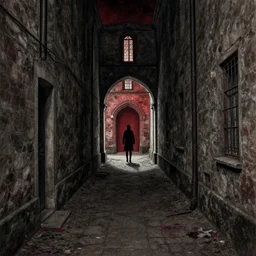 bloodborne alleyway in the style of zdzisław beksiński