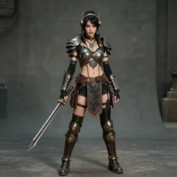 full length photograph of a real - life very beautiful atompunk warrior. extremely detailed. dslr. 8 5 mm.