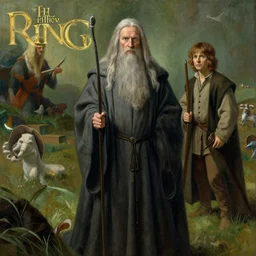 the fellowship of the ring, gandalf, frodo, aragorn, legolas, by edward hopper