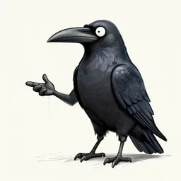 surrealism grunge cartoon sketch of a human raven with a wide smile holding flowers by - michael karcz, loony toons style, horror theme, detailed, elegant, intricate