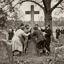 autochrome picture of an cult sacrifice in a cemetery in 1902
