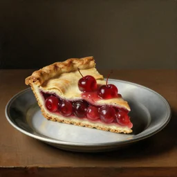 baroque dutch painting from 1 6 7 0 of a slice of cherry pie