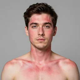 a man with strawberry skin