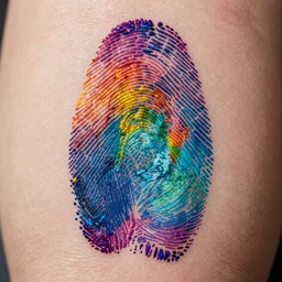 close up of a finger print, ultra realistic, 4 k, colorful