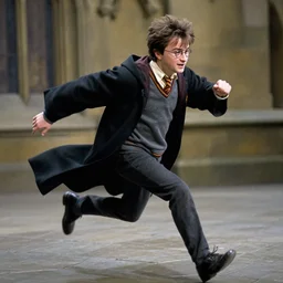 Rincewind teaches Harry Potter on how to run, a scene from Harry Potter and the Chamber of Secrets