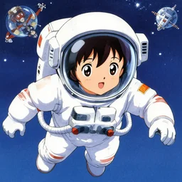 anime visual, illustrated portrait of a young astronaut girl floating in space, colorful, cute face by ilya kuvshinov, yoshinari yoh, makoto shinkai, katsura masakazu, dynamic pose, ( ( mads berg ) ), kyoani, rounded eyes, crisp and sharp, cel shad, anime poster, halftone shading, christopher balaskas, dithered