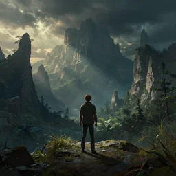 alex kidd in miracle world landscape, dramatic lighting, cinematic, establishing shot, extremly high detail, photo realistic, cinematic lighting, post processed, concept art, artstation, matte painting, style by Moebius