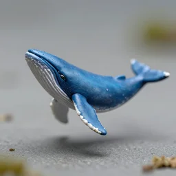 realistic photo of miniature blue whale, macro photo, tilt shift, extreme detail, nikon 1 0 - 2 4 mm