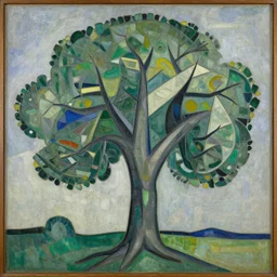 Cubism painting of a tree, masterpiece