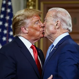 magnificent beautiful portrait of donald trump passionately kissing joe biden