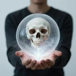 a man holding his own soul as a dripping sphere of spirit fog in his palms. by peter mohrbacker. by greg rutkowski