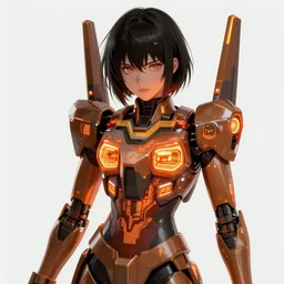 A realistic anime portrait of a woman in a Gundam suit with glowing orange, digital painting, by Stanley Artgerm Lau, Sakimichan, WLOP and Rossdraws, digtial painting, trending on ArtStation, SFW version