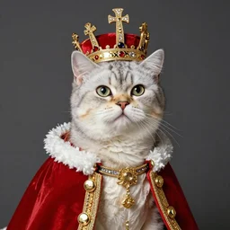 a portrait of a Royal cat dressed in king's style