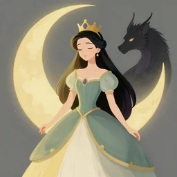 portrait of princess of the dreamlands and moon beast, beautiful! coherent! by brom, muted colors, yellow purple green black