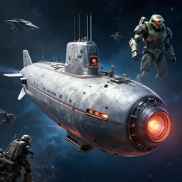 a bulbous space-station inspired by a nuclear reactor submarine and maschinen krieger, ilm, beeple, star citizen halo, mass effect, starship troopers, Elysium, the expanse tv series