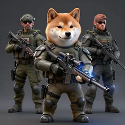 tactical armor, anthropomorphic shiba inu, holding sniper rifle, stuning 3 d render, masterpiece, by donato giancola and greg rutkowski and wayne barlow and zdzisław beksinski, realistic face