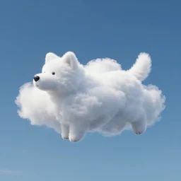 a cloud made of dog floating in space