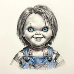 a pencil sketch of chucky
