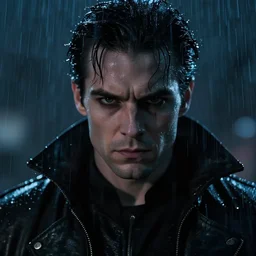 close-up, portrait, rain, night, mister sinster, marvel art, art by greg rutkowski, matte painting, trending on artstation