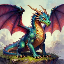 A psychedelic carrion stalker young deep dragon , vibrant color scheme, highly detailed, in the style of romanticism, cinematic, artstation, Moebius, Greg rutkowski