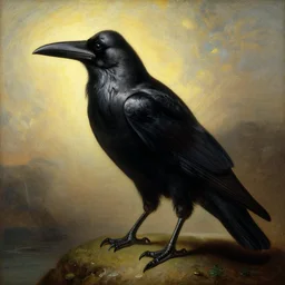 giant crow as devil, painting by gaston bussiere, craig mullins, j. c. leyendecker, lights, art by ernst haeckel, john william godward, hammershøi,,