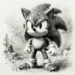 ugly sonic, pencil sketch, concept art